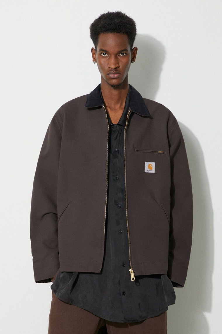 Carhartt WIP kurtka jeansowa Detroit Jacket męska kolor brązowy przejściowa I032940.1YL01