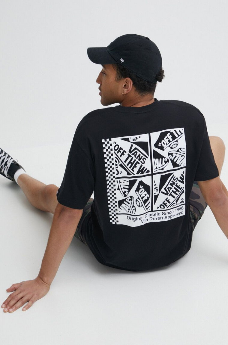 Vans t-shirt bawełniany męski kolor czarny z nadrukiem