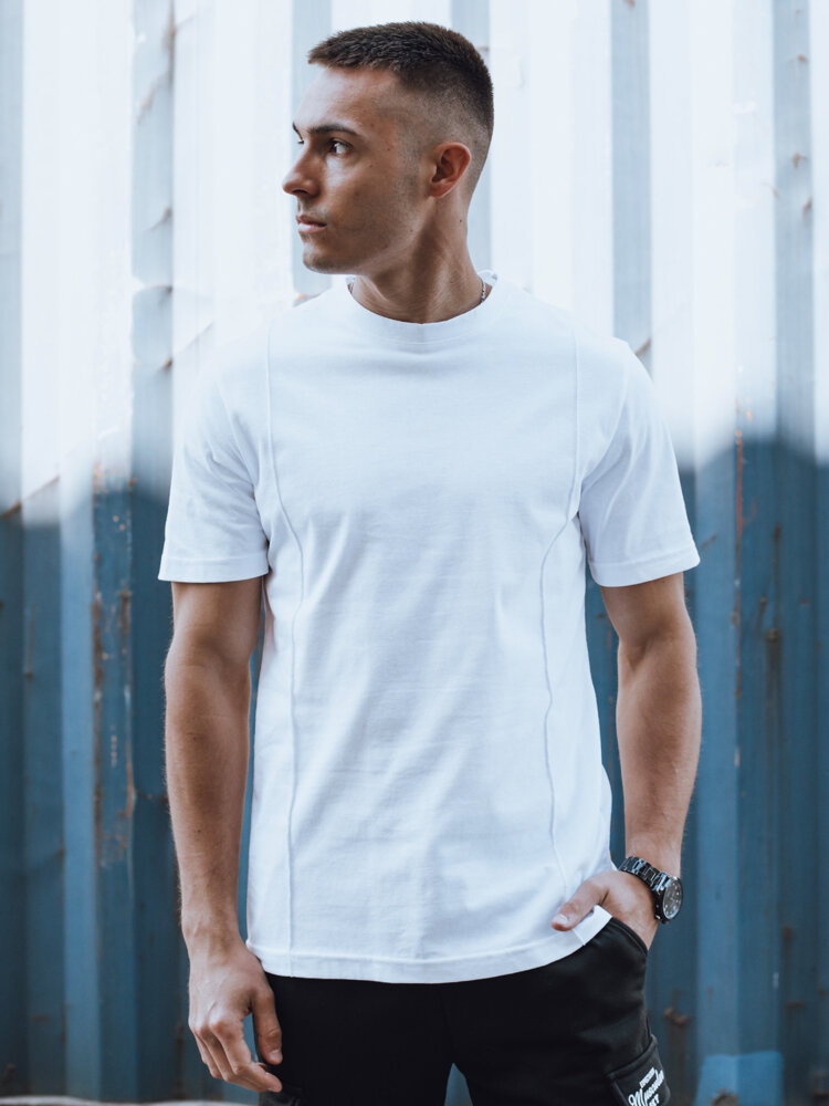 T-shirt męski bez nadruku biały Dstreet RX5520