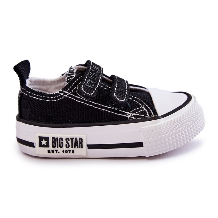 BIG STAR SHOES Dziecięce Materiałowe Trampki Na Rzep Big Star KK374074 Czarno-Białe czarne