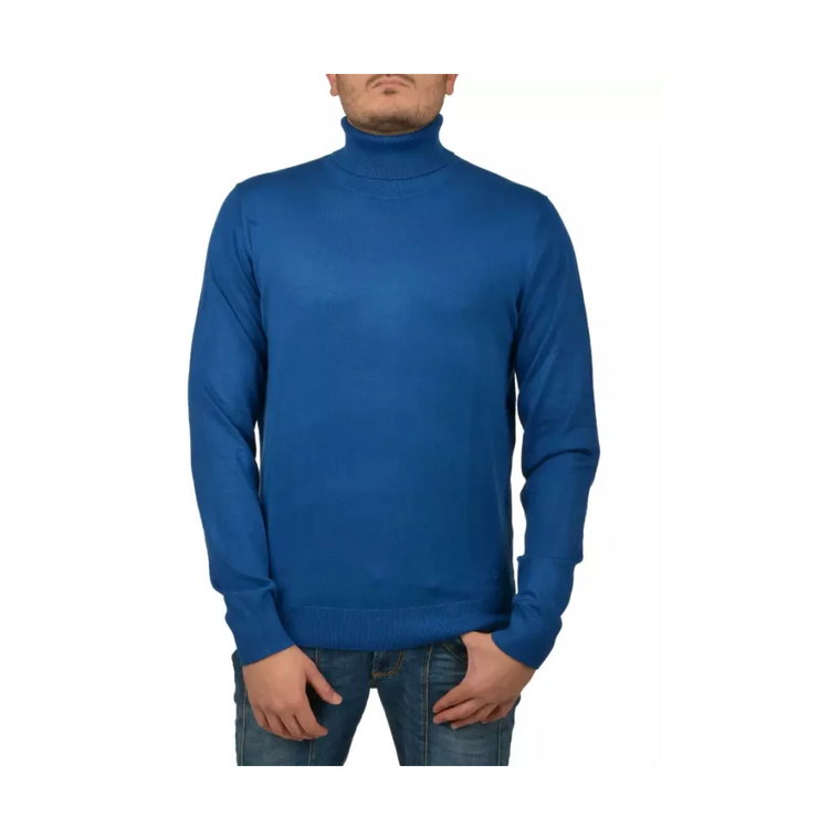 Niebieski Sweter z Wiskozy z Golfem YES ZEE