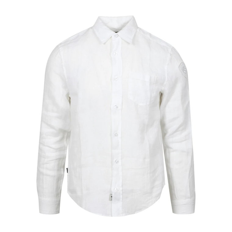 Biała lniana klasyczna koszula Blauer