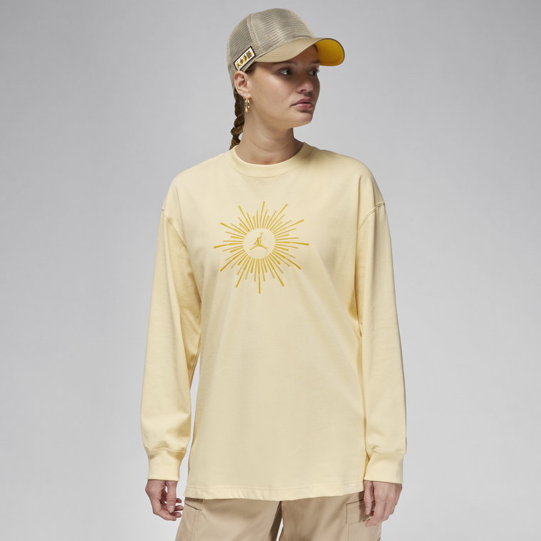 Damski T-shirt o kroju oversize z długim rękawem Jordan Flight - Brązowy
