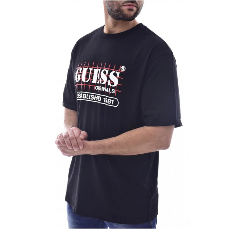Bawełniana koszulka z logo - Czarne Tons Guess