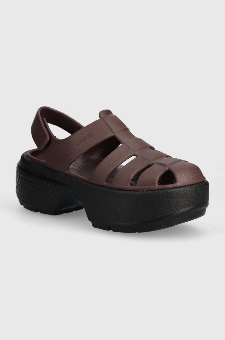 Crocs sandały Stomp Fisherman Sandal damskie kolor brązowy na platformie 209938