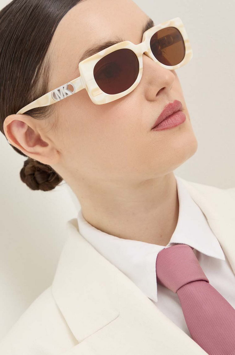 Michael Kors okulary przeciwsłoneczne BORDEAUX damskie kolor beżowy 0MK2215