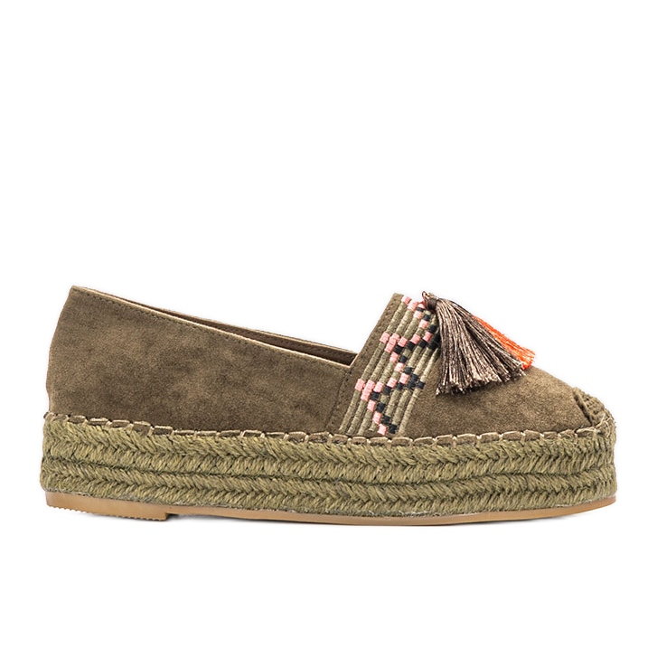 Zielone espadryle na platformie Pisquid khaki