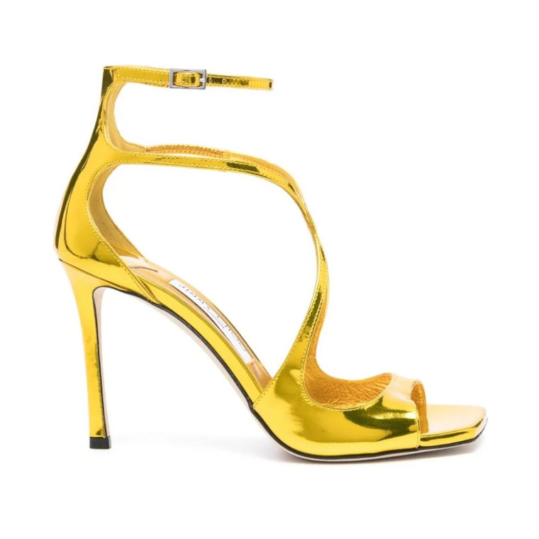 Żółte Sandały z Metaliczną Skórą Azia Jimmy Choo