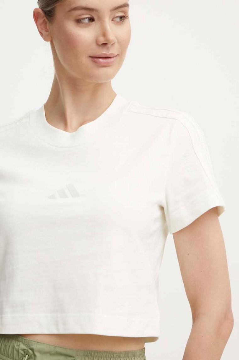 adidas t-shirt bawełniany All SZN damski kolor beżowy IW1133
