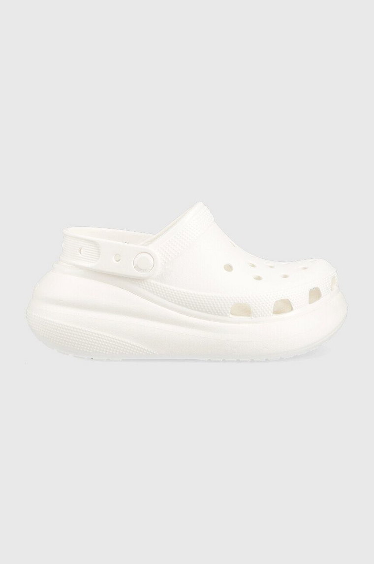 Crocs klapki Classic Crush Clog kolor biały na platformie 207521