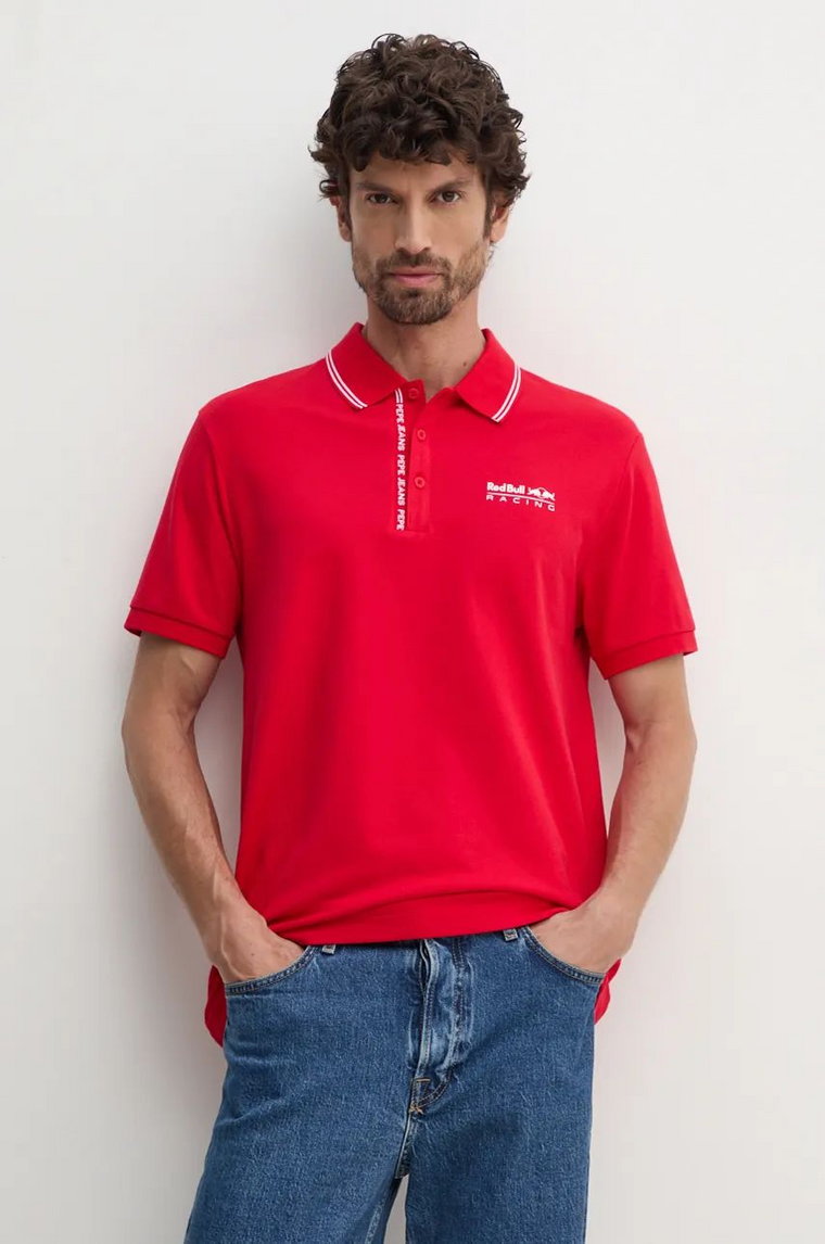 Red Bull Racing x Pepe Jeans polo męski kolor czerwony z nadrukiem RM540001