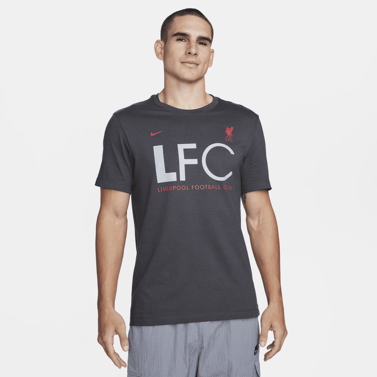 Męski T-shirt piłkarski Nike Liverpool F.C. Mercurial - Szary