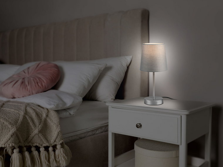LIVARNO home Lampa stołowa LED z tekstylnym kloszem (Szary)