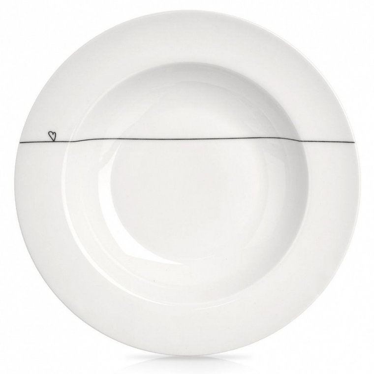 Talerz obiadowy głęboki porcelanowy biały serduszka 22 cm 250 ml kod: O-128474