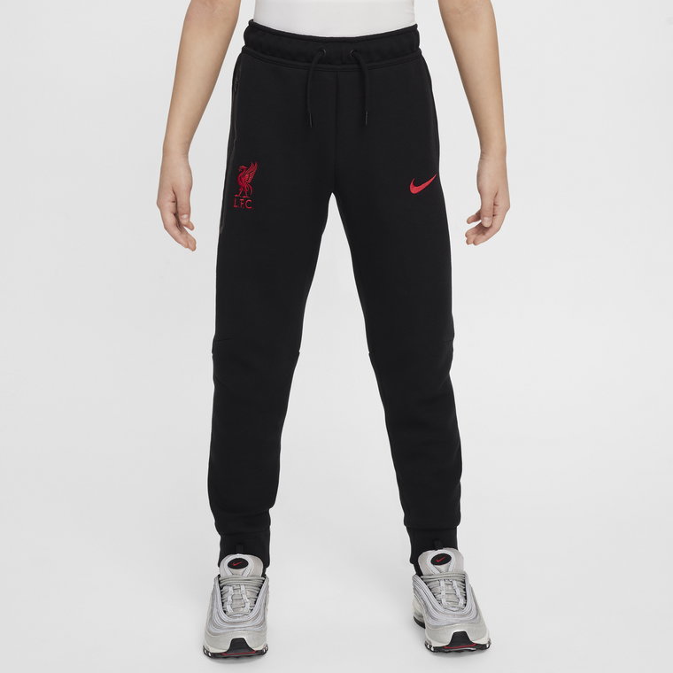 Spodnie piłkarskie dla dużych dzieci (chłopców) Nike Liverpool F.C. Tech Fleece - Czerń