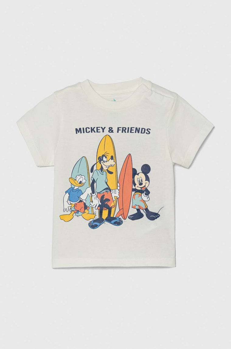 zippy t-shirt bawełniany niemowlęcy x Disney kolor beżowy z nadrukiem