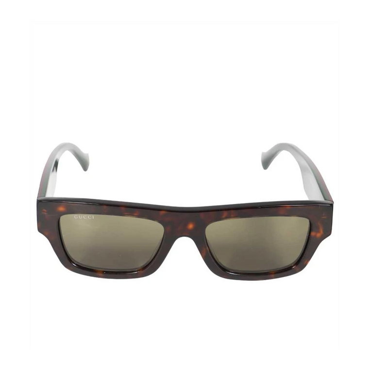 Brązowe Okulary Przeciwsłoneczne z Logo na Boku Gucci
