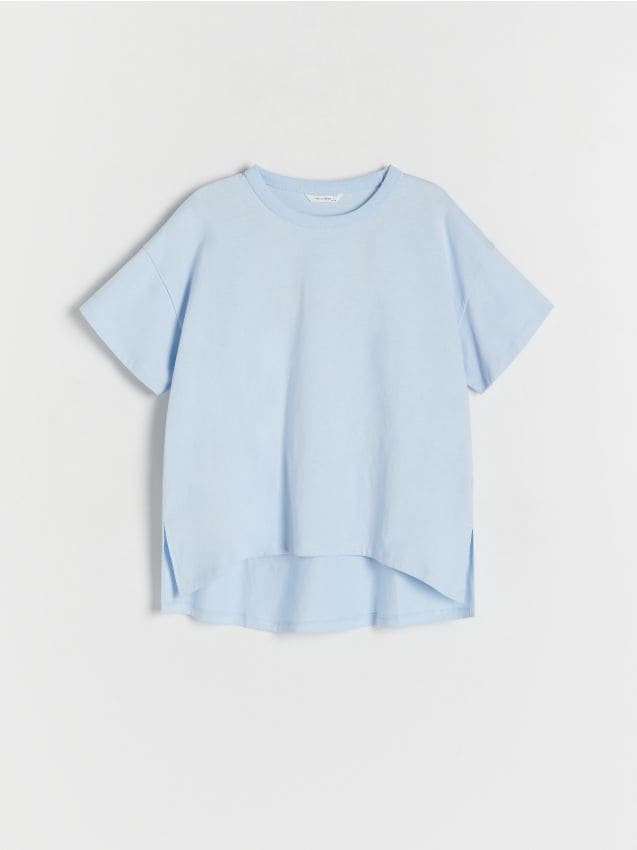 Reserved - Bawełniany t-shirt oversize - jasnoniebieski