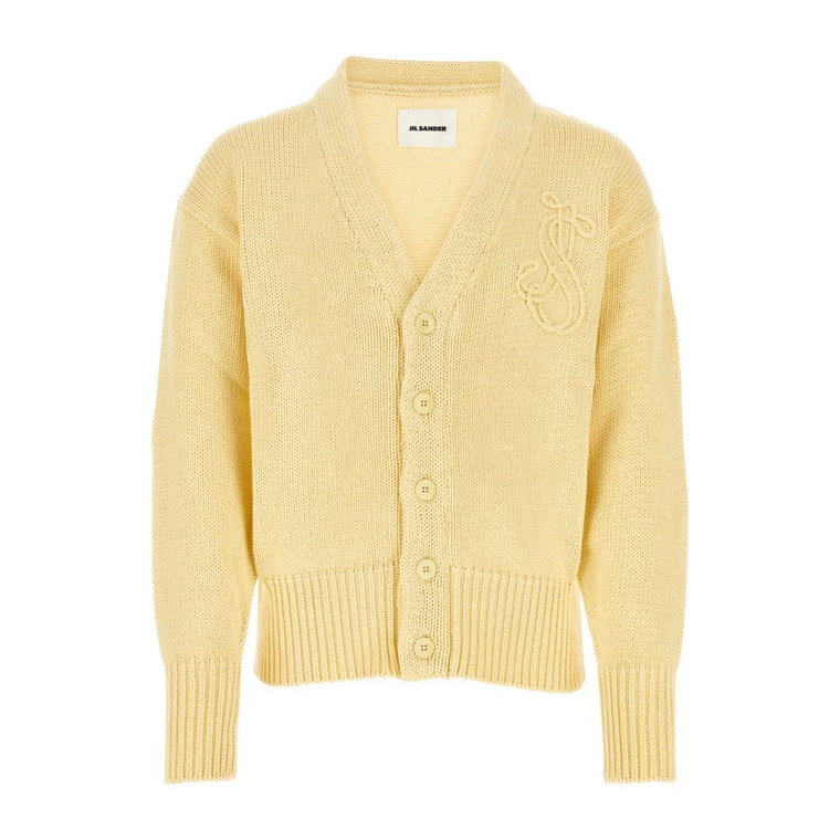 Pastelowy Żółty Sweter z Bawełny, Stylowy Model Jil Sander