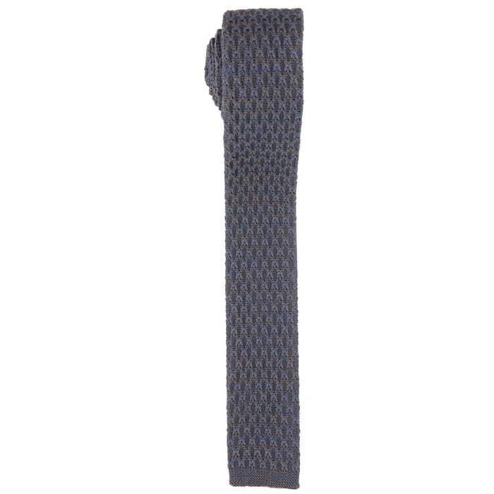 Knit granatowo brązowy gładki - krawat dzianinowy EM 66