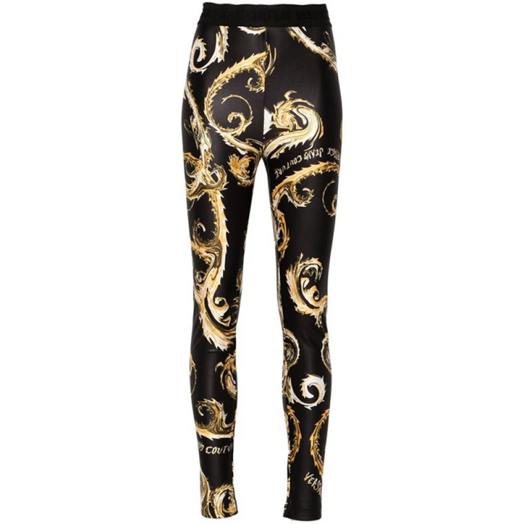 Czarno-Złote Legginsy Chromo Couture Versace Jeans Couture