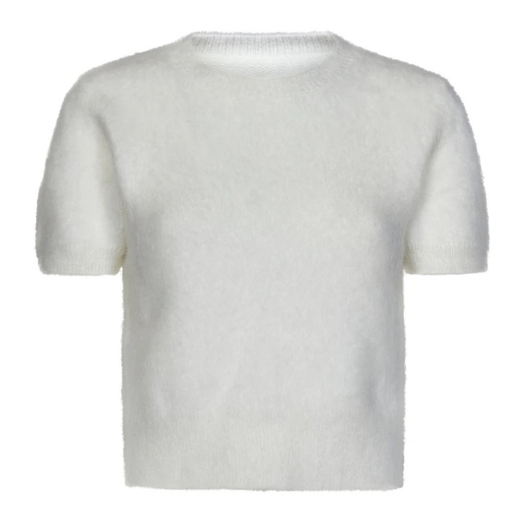 Biała sweter z dekoltem w serek i ściągaczami Maison Margiela