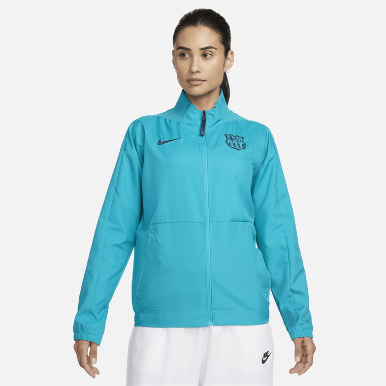 Damska kurtka piłkarska z tkaniny Nike FC Barcelona (wersja trzecia) - Zieleń