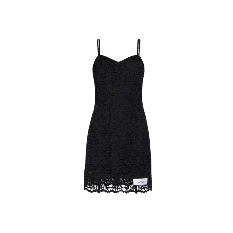 Czarna Mini Koronkowa Sukienka z Kwiatowym Wzorem Dolce & Gabbana
