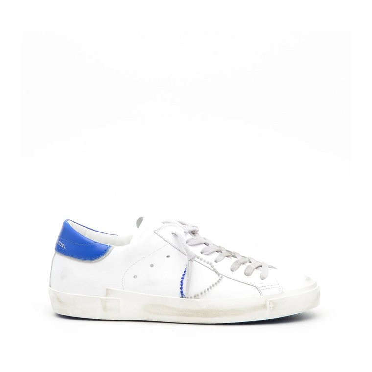 Białe i Niebieskie Skórzane Sneakersy Philippe Model
