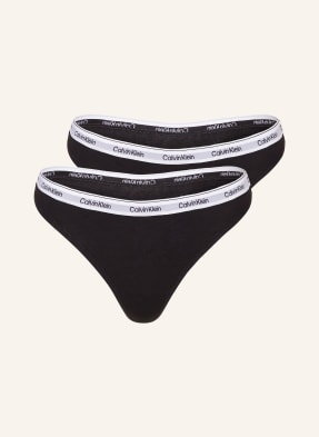 Calvin Klein Stringi Modern Logo, 3 Szt. schwarz