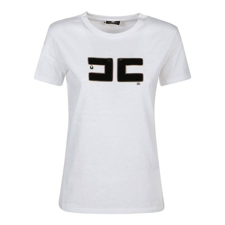 Gesso/Nero Logo T-Shirt Elisabetta Franchi