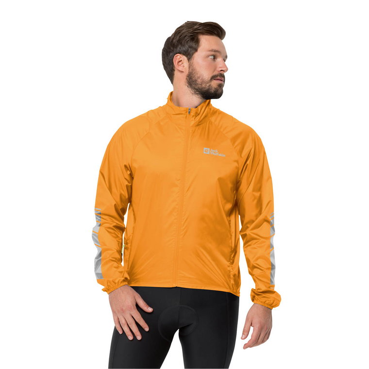 Męska kurtka softshellowa na rower Jack Wolfskin MOROBBIA WIND JKT M orange pop - S