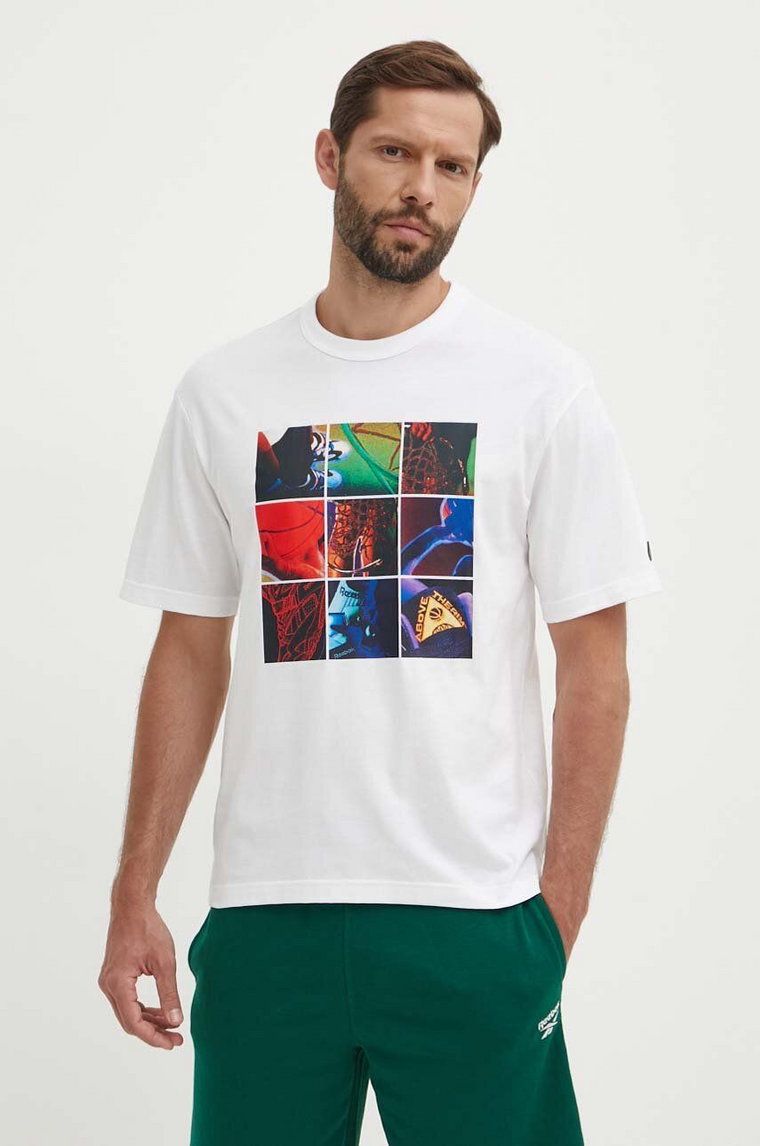 Reebok Classic t-shirt bawełniany Basketball męski kolor biały z nadrukiem 100075803