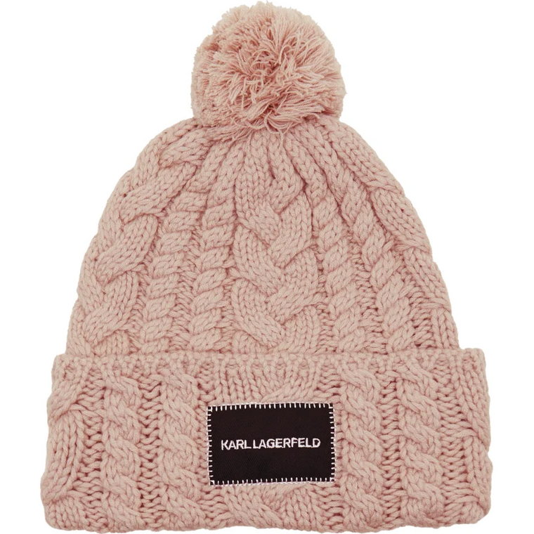 Karl Lagerfeld Wełniana czapka k/essential cable knit