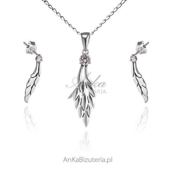 AnKa Biżuteria, Komplet biżuteria srebrna z cyrkonią LISTEK