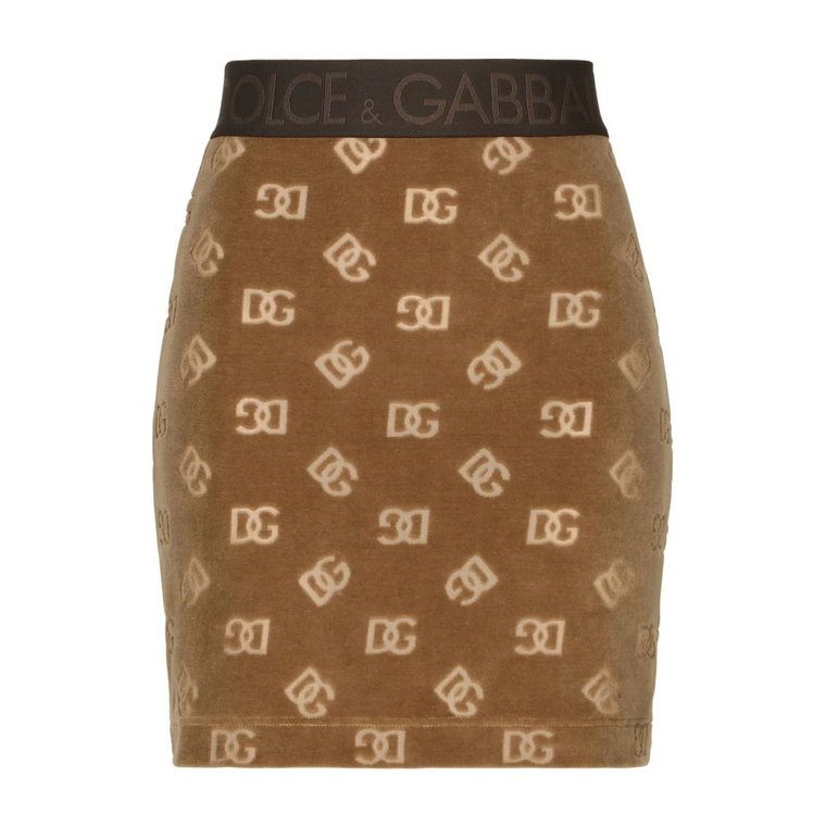 Karmelowy Monogramowy Mini Spódnica Dolce & Gabbana