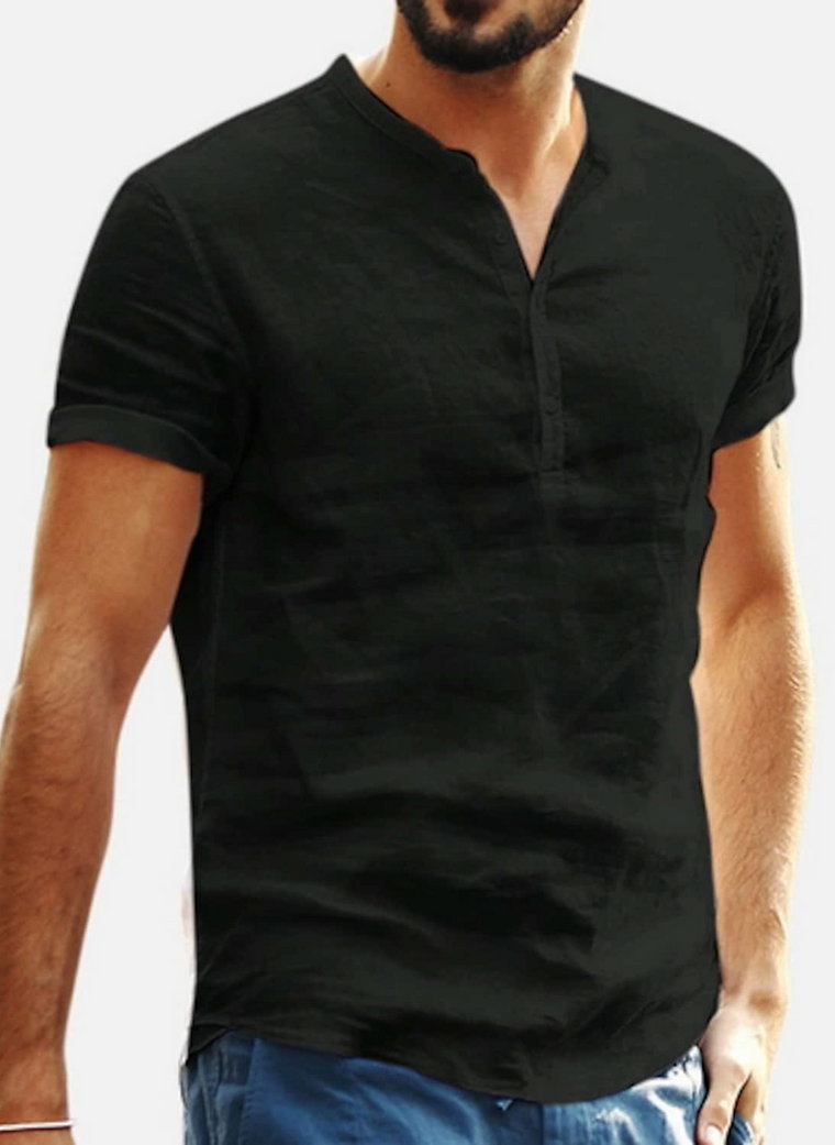 Koszulka męska z guzikami przy dekolcie
