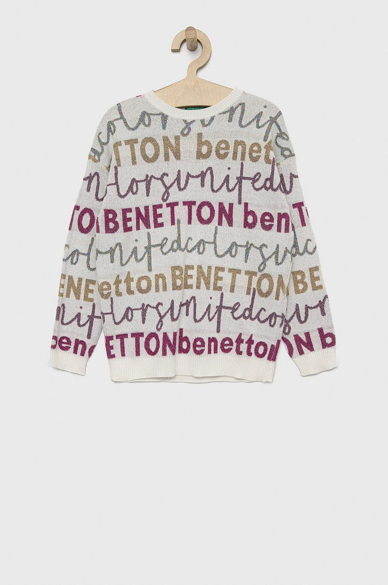 United Colors of Benetton sweter dziecięcy kolor biały lekki