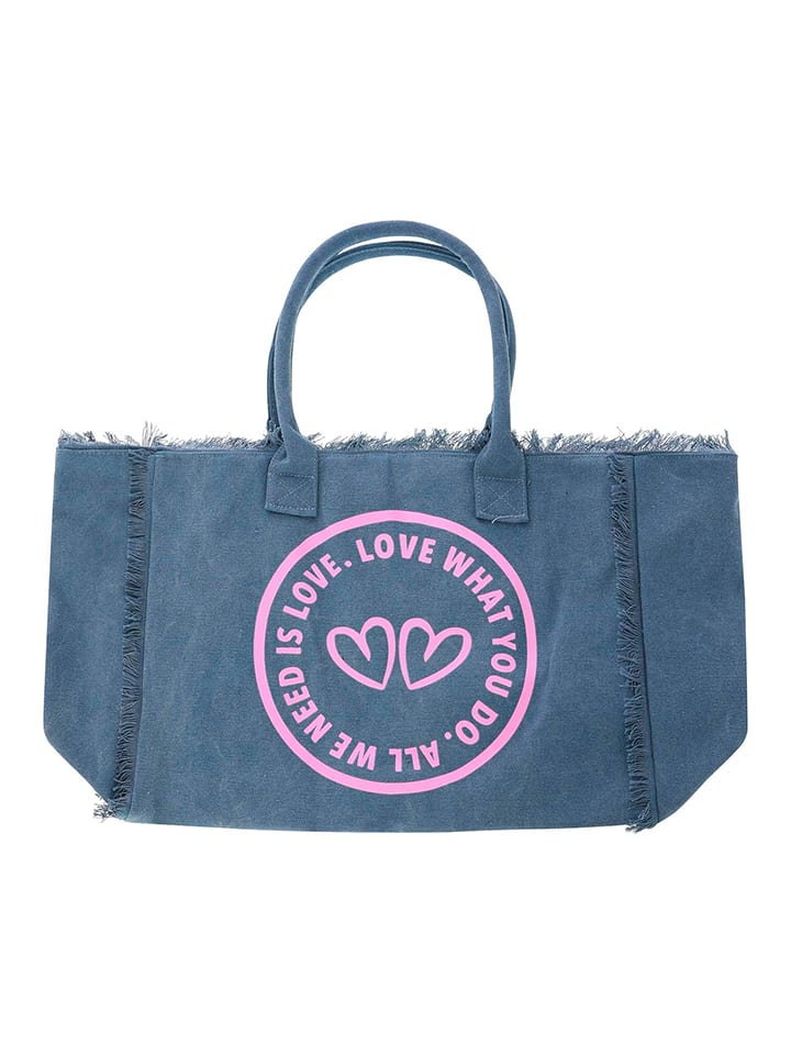 Zwillingsherz Shopper bag w kolorze niebieskoszarym - 62 x 46 x 36 cm