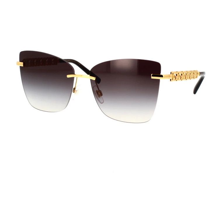 Stylowe okulary przeciwsłoneczne z ramką w kolorze złota i szarymi soczewkami Dolce & Gabbana