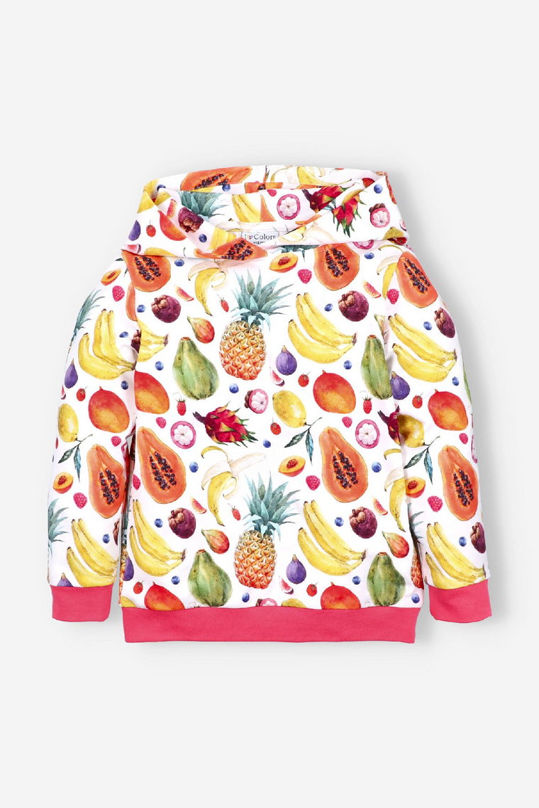 Bluza dresowa dziewczęca z kapturem - I Love Colors - Owoce
