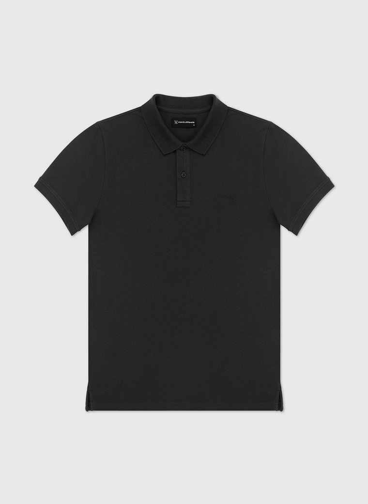 Gładki t-shirt polo w czarnym kolorze