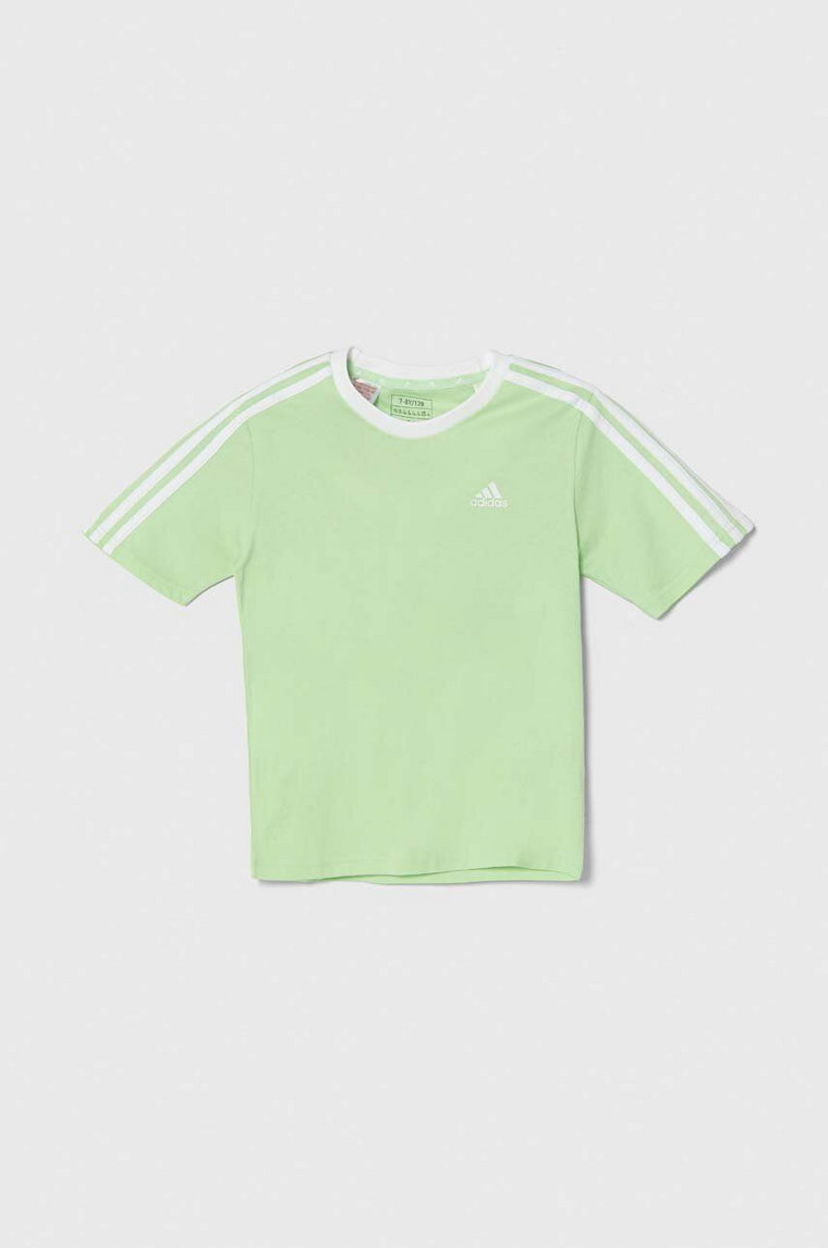 adidas t-shirt bawełniany dziecięcy kolor zielony gładki