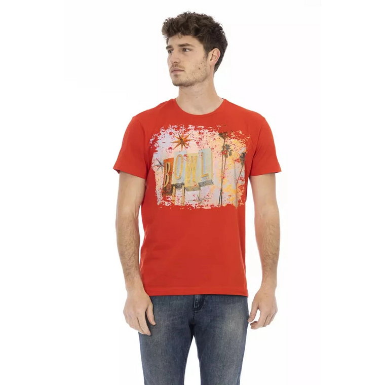 Action Red T-Shirt z Okrągłym Dekoltem Trussardi