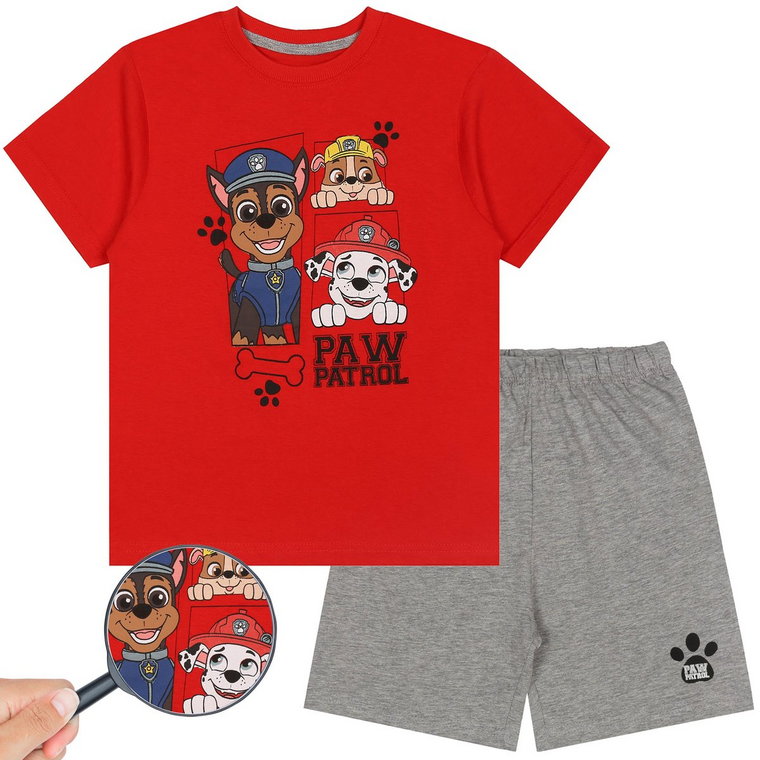 Psi Patrol Chłopięca, Czerwono-szara piżama z krótkimi rękawami 8 lat 128 cm