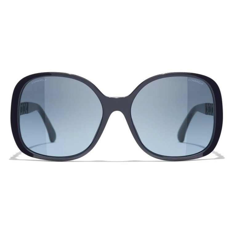 Ikoniczne okulary przeciwsłoneczne z niebieskimi soczewkami Chanel
