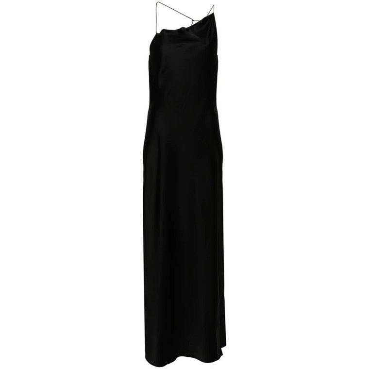 Czarna Długa Sukienka z Ramiączkami Calvin Klein
