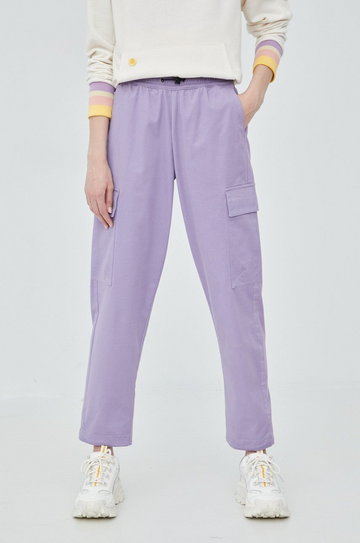 Element spodnie damskie kolor fioletowy fason cargo high waist