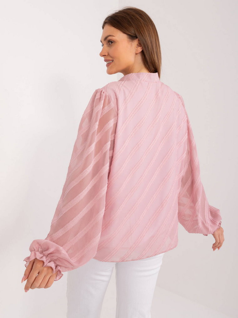 Koszula klasyczna jasny różowy elegancki dekolt stójka rękaw długi z podszewką