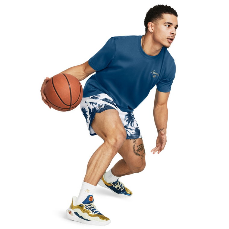 Męskie spodenki do koszykówki Under Armour UA Curry Mesh Short 3 - białe